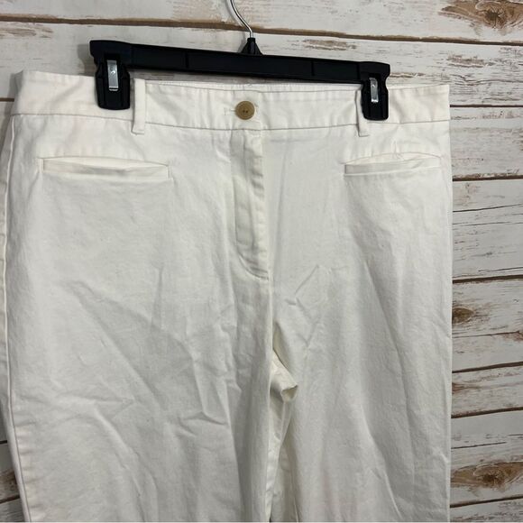 Ann Taylor White Embroidered Hem Crop Pants - Picture 6 of 7